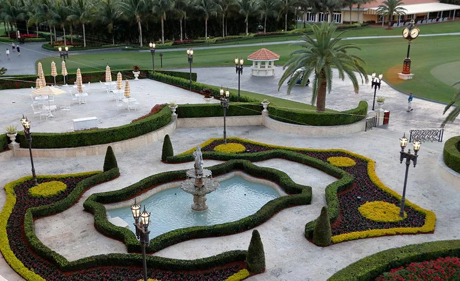 patio with adjoining golf course at Doral
