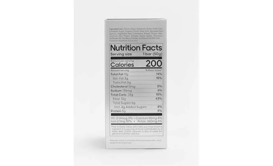 Pangaia clothing health wellness superfoods bar nutrition label