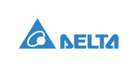 Delta Logo in Blue Font on a White Background