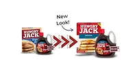 Hungry Jack dry pancake mix box and syrup bottle Hungry Jack dry pancake mix box and syrup bottle