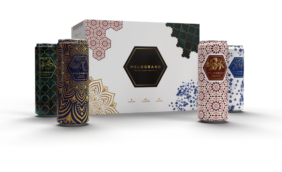 Melograno RTD cocktails show off luxe packaging design