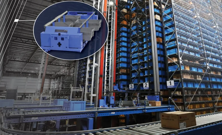 Murata's crane in action at a distribution center.