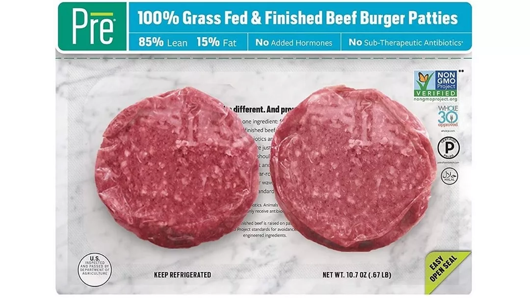 Weinstein Wholesale Meats's recalled beef patties in its packaging.