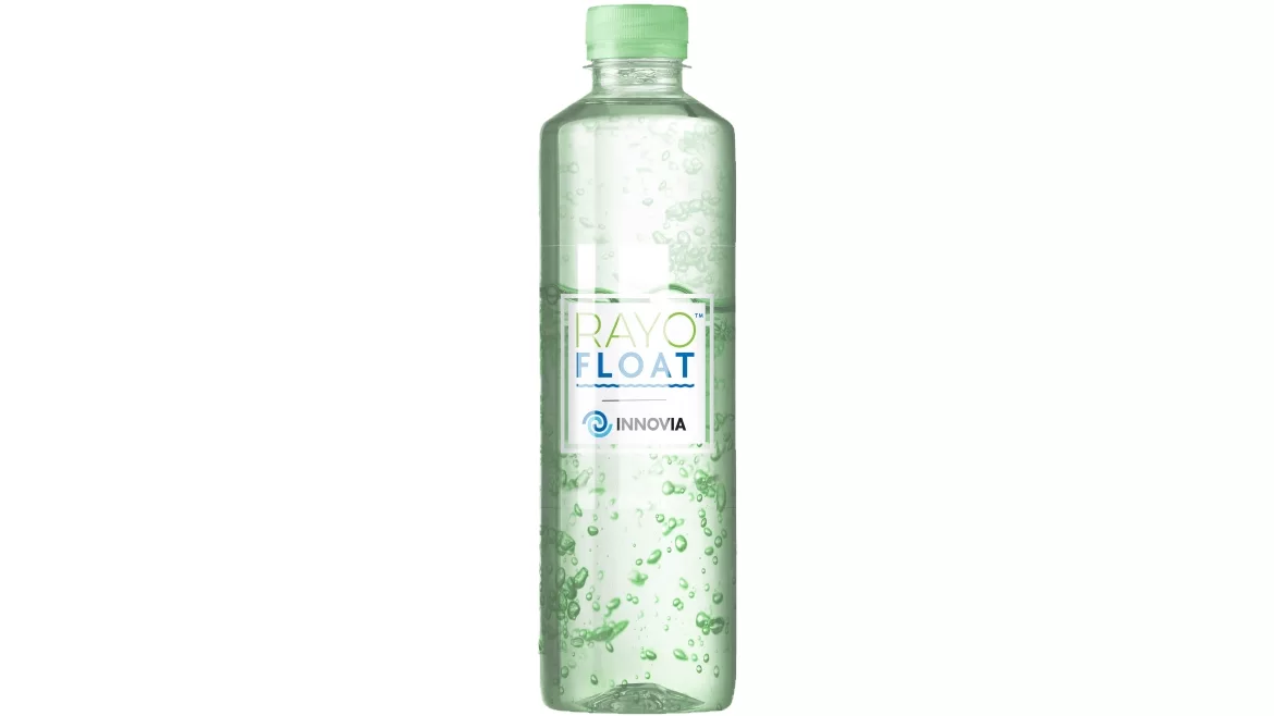 Rayofloat green bottle with an APO45 shrink film label