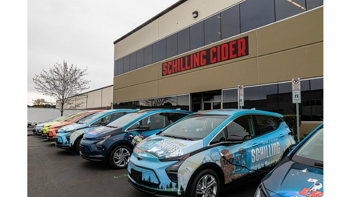Schilling Hard Cider has rolled out eight custom-branded 2023 Chevy Bolt EVs