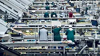 Image of multiple conveyor lines and people working the lines Image of multiple conveyor lines and people working the lines