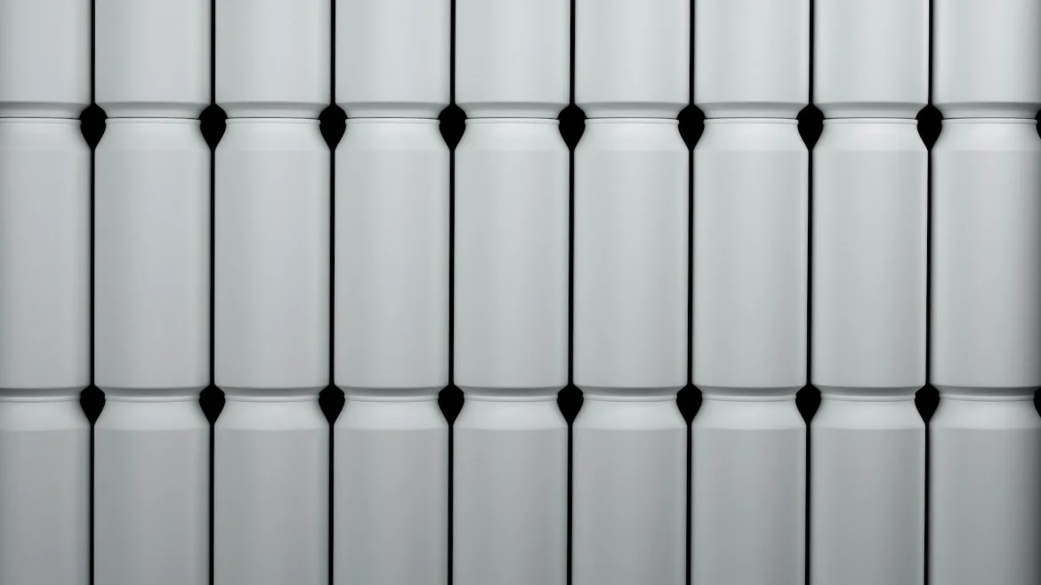 White aluminum cans stacked next to and on top of each other