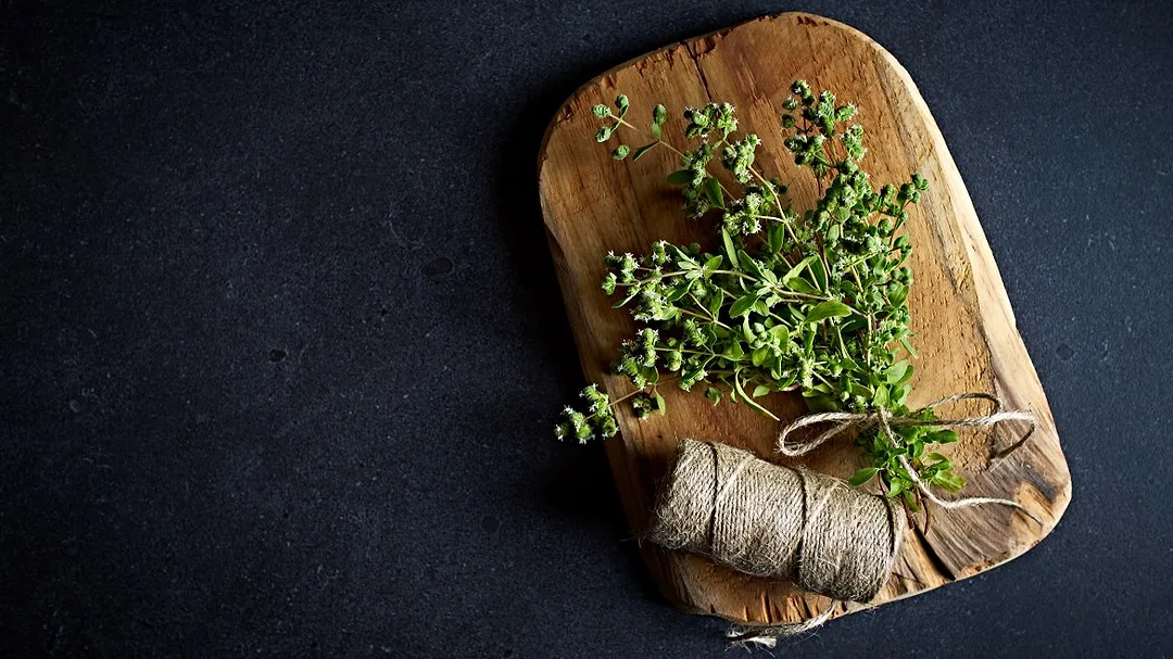 Marjoram on a cutting board