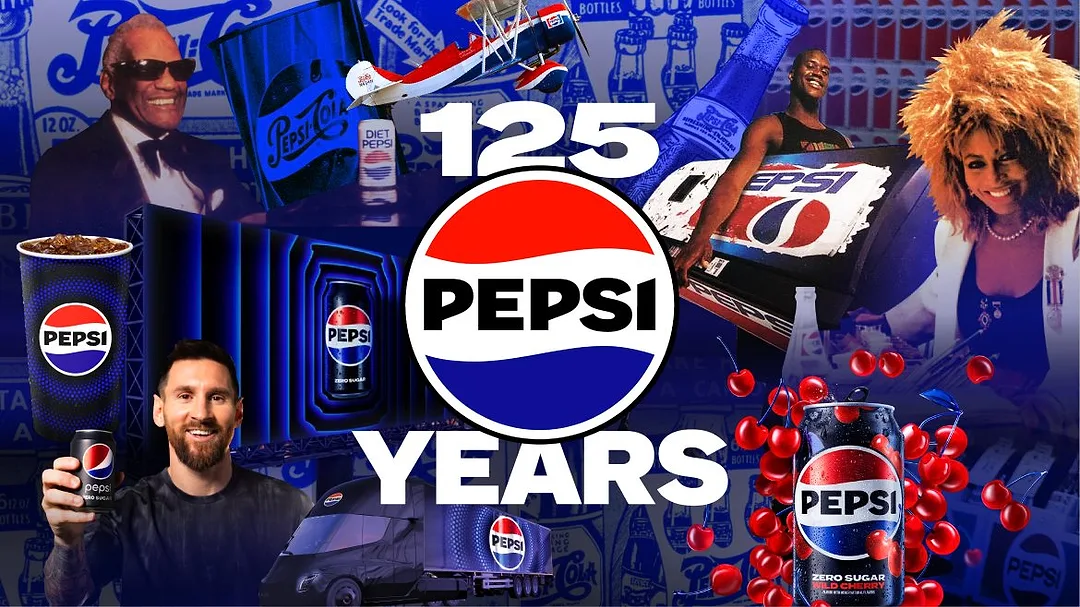 A mix of moments and memories of pepso's brand history and impact on social culture.
