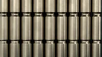 Canned beverages without labels lined up