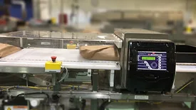 A frozen potato going through the Halo metal detection system