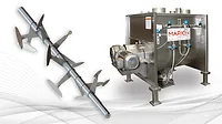 Marion's horizontal mixer with a close-up of the new paddle design Marion's horizontal mixer with a close-up of the new paddle design