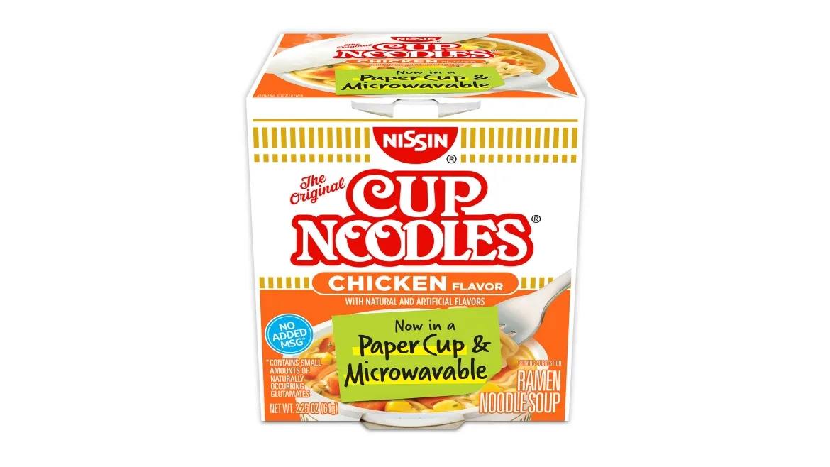 The new Cup Noods packaging from Nissin Foods