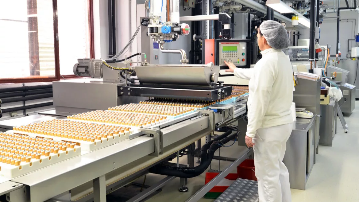 Food on a conveyor