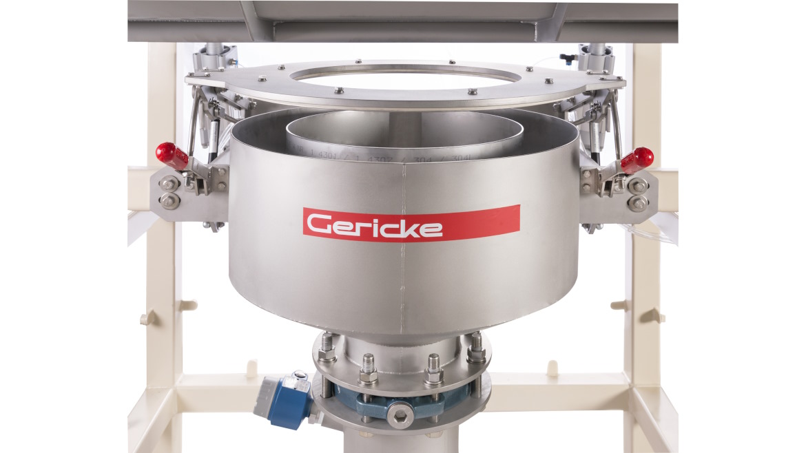 Gericke’s dust-free docking station is included as standard equipment on the bulk bag unloader.