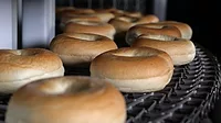 Bagels on conveyor