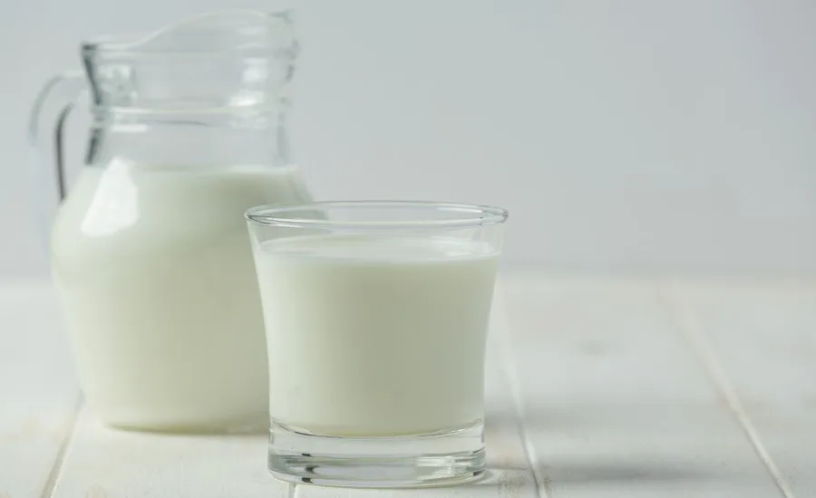 Milk in glass and pitcher Milk in glass and pitcher