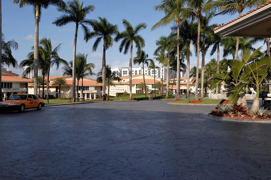 The outside driveway entrance at the Doral Resort in Miami, Florida.