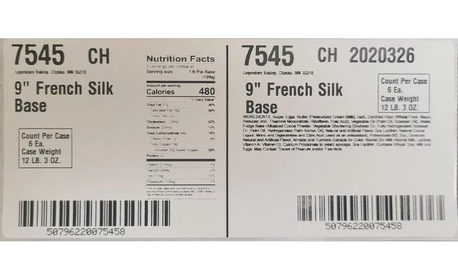 Legendary Baking French Silk lot recall