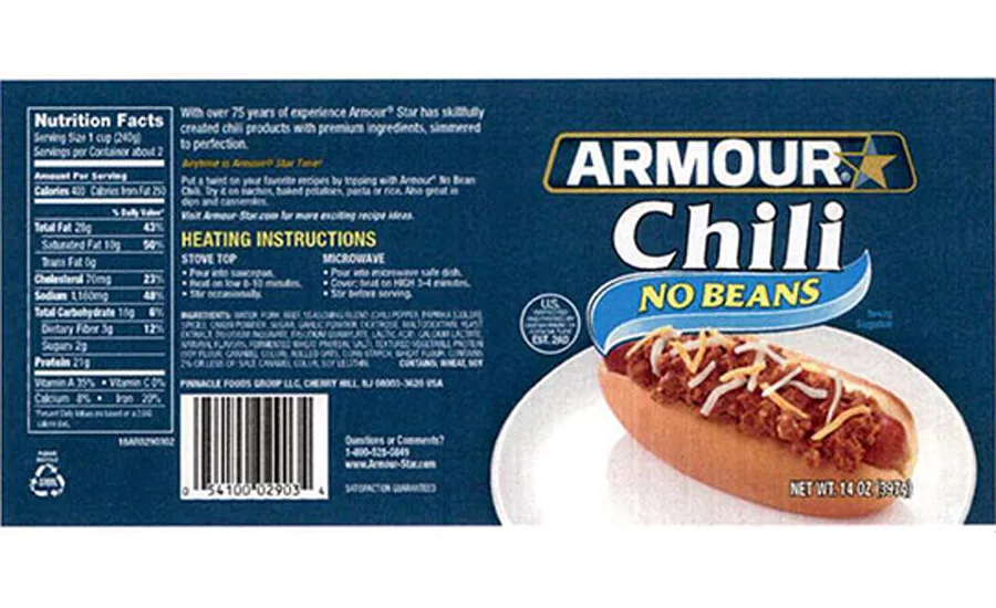 Pinnacle Foods recalls more than 500,000 pounds of chili
