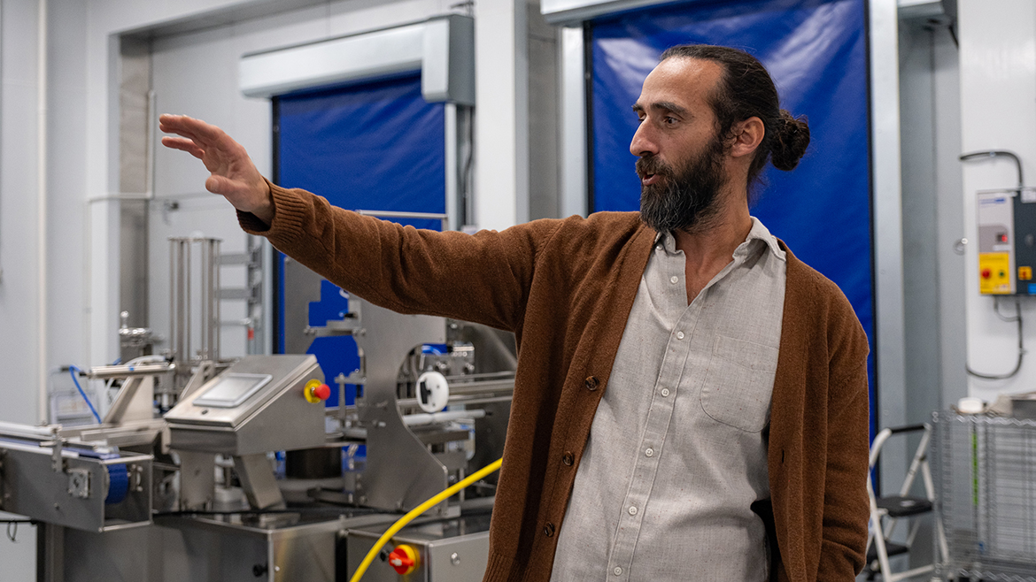 Little Sesame co-founder Ronen Tenne shows off the company’s new production facility in Capitol Heights, Maryland.