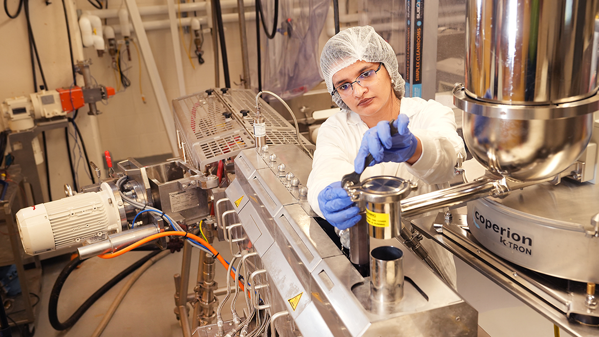 As part of her food science studies at Purdue University, Halak Mehta helped install and commission an extrusion line.