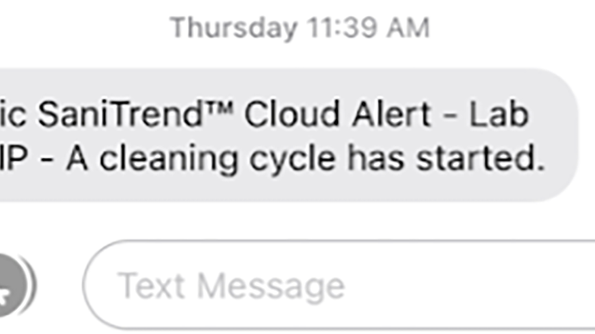 Close-up, cropped screenshot of a SaniTrend Alert.