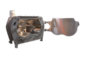the Powder Technologies Gericke Multiflux GMS 140 C double-shaft batch mixer