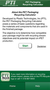 A free app from PTI lets users calculate the recyclability of their PET containers