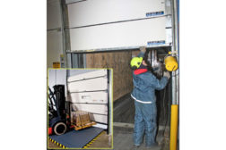 Ben and Jerry's maintenance staff replaced rigid bottom panels on its receiving dock doors with flexible FLEX-BACK panels