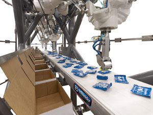 the Schneider top-loading, robotic, vertical carton/case loader