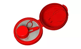 Aptar flip top closure with integrated scoop