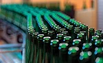 bottles on production line