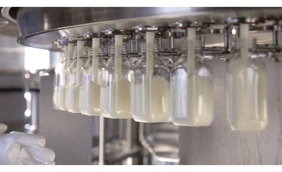 Aurora Organic Dairy facility's aseptic bottling equipment