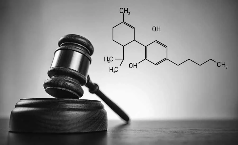 Gavel and Chemical Structure of Cannabidiol
