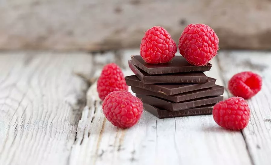 Chocolate Pieces and Raspberries