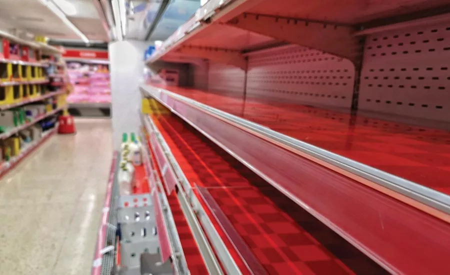 empty grocery store shelves