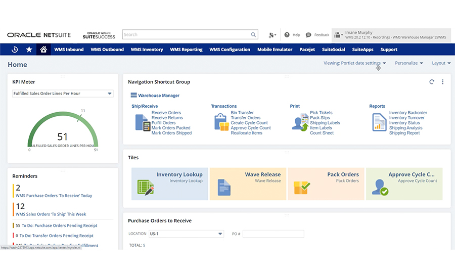 Oracle NetSuite Dashboard
