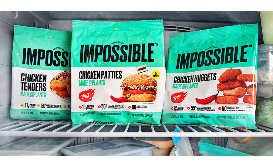 Spicy chicken nuggets, spicy chicken patties and chicken tenders from Impossible Foods 