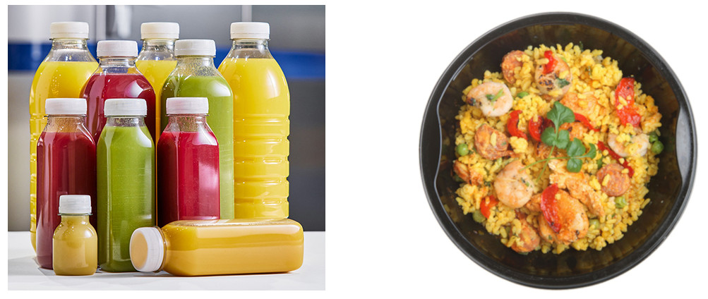 Pre-packaged bottled juices and RTE meals