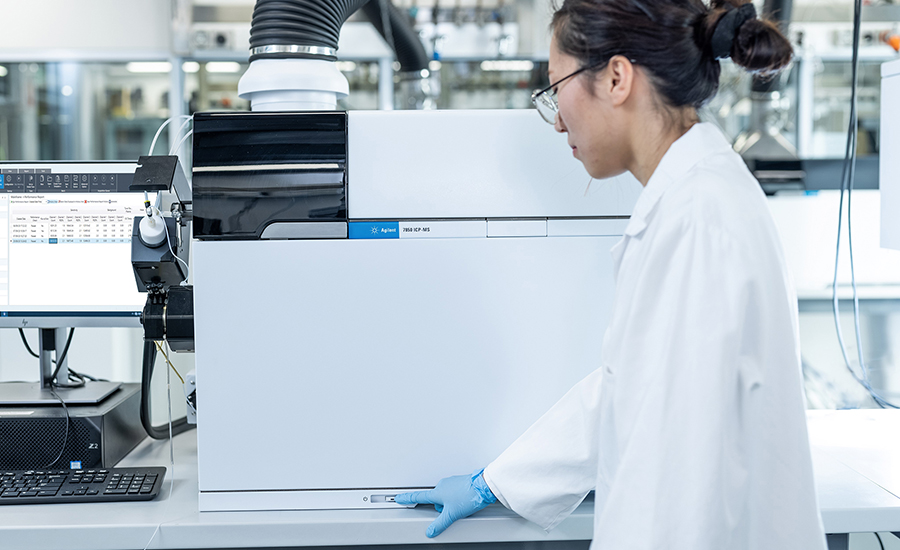 The Agilent 7850 ICP-MS system analyzes trace elements in food samples