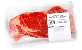 Meat packaged in plastic