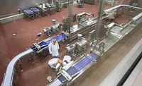 Overhead view of a packaging line Overhead view of a packaging line