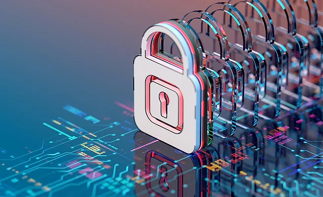 Cybersecurity Digital lock on data
