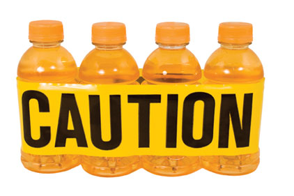 organge caution around bottle caffeine