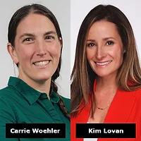 Side-by-side headshots of Carrie Woehler and Kim Lovan