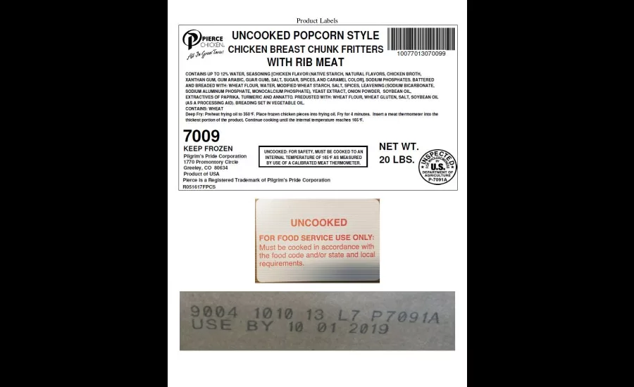 Pilgrim's Pride popcorn chicken label