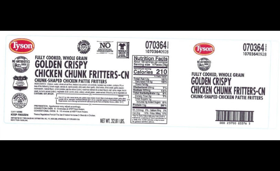 Tyson Foods chicken fritter recall