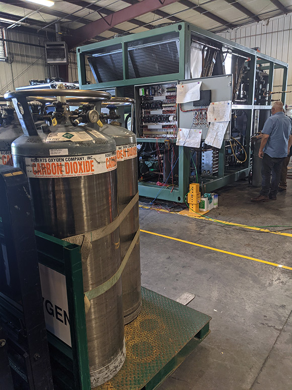 The CO2 chiller is installed at a California dairy farm