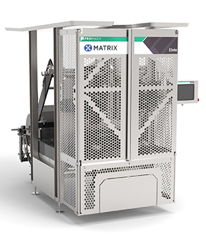 Matrix Packaging Machinery, a ProMach brand, demonstrated its hygienic Premier Elete vertical form fill seal for the packaging of parmesan cheese
